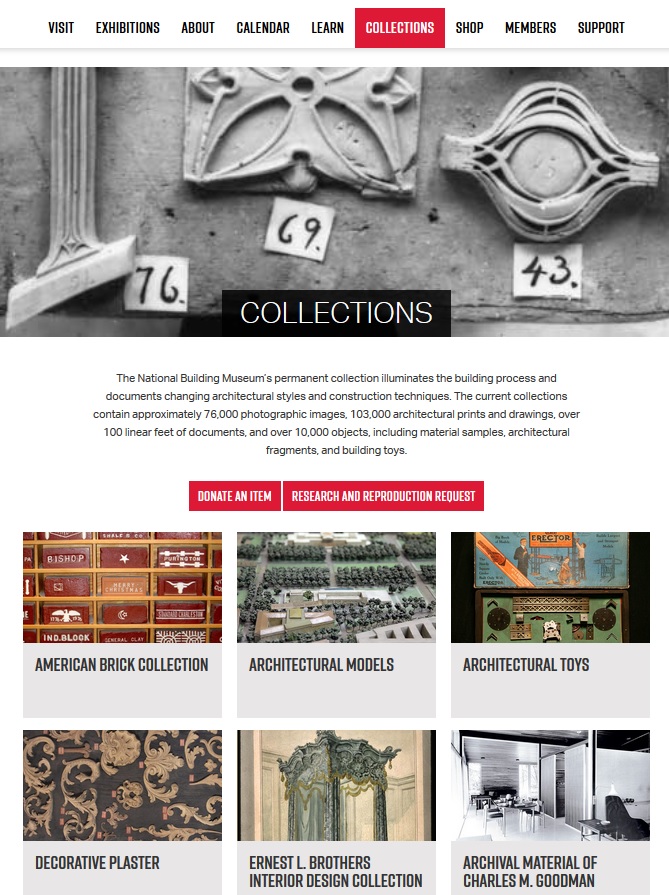 Screen image of new collections area on www.nbm.org.