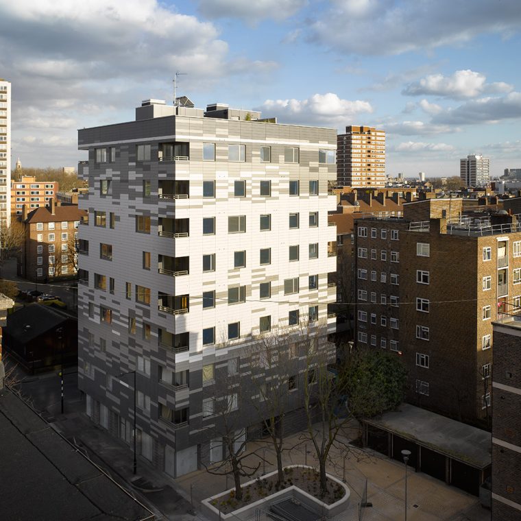 Murray Grove exterior, London, UK, 2009. Photo: Will Pryce. Courtesy Waugh Thistleton Architects. 