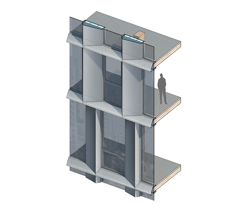 Façade detail (axonometric), Framework, Portland, OR, 2016. Courtesy LEVER Architecture. 