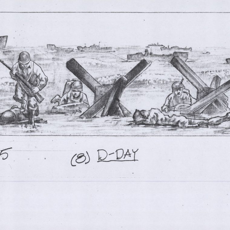 World War II Memorial, D Day preparatory drawing. Kaskey Studio. 