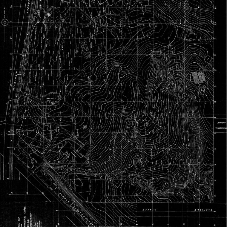 Topographical Map of the Washington Cathedral Close, 1909. Courtesy of Washington National Cathedral Construction Archives Collection, National Building Museum Collection. 