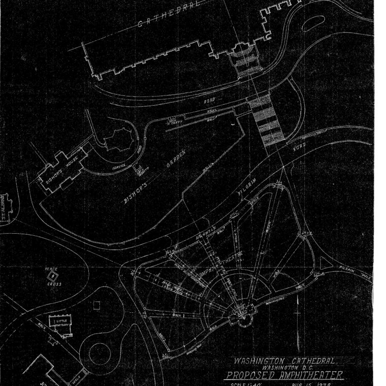 Proposed Amphitheater, Washington Cathedral, 1938. Courtesy of Washington National Cathedral Construction Archives Collection, National Building Museum Collection. 