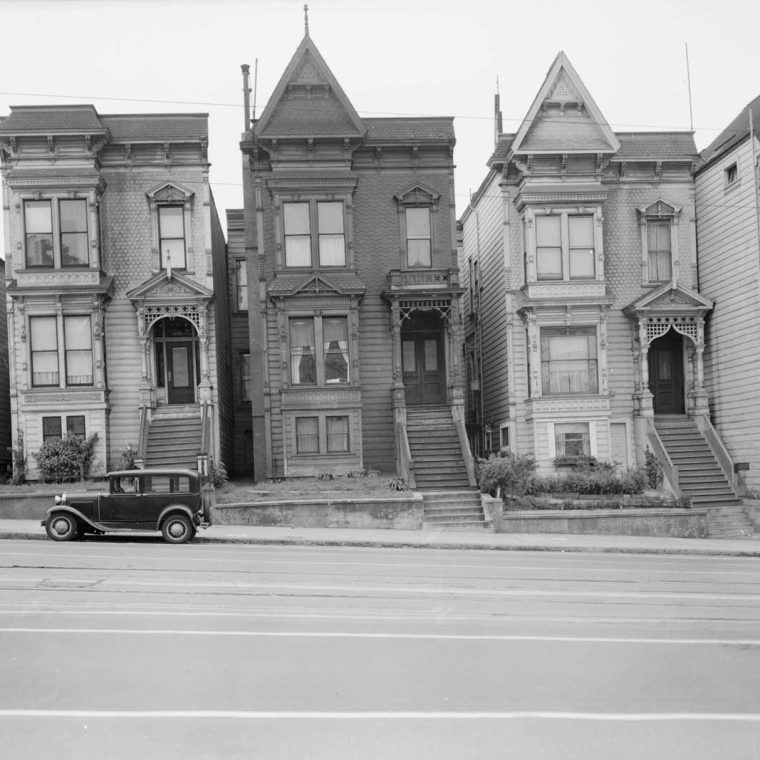 Van Ness Avenue Houses, San Francisco, California, 1940. Built: 1880s. Photo by A.J. Whittlock; Library of Congress, Historic American Buildings Survey. 