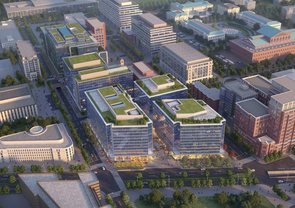 Rendering of the Capitol Crossing project looking south; image courtesy of Property Group Partners.