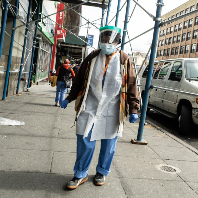 March 31, 2020: Healthcare worker on East 149th Street near Third Avenue, Bronx, New York. © Camilo José Vergara 