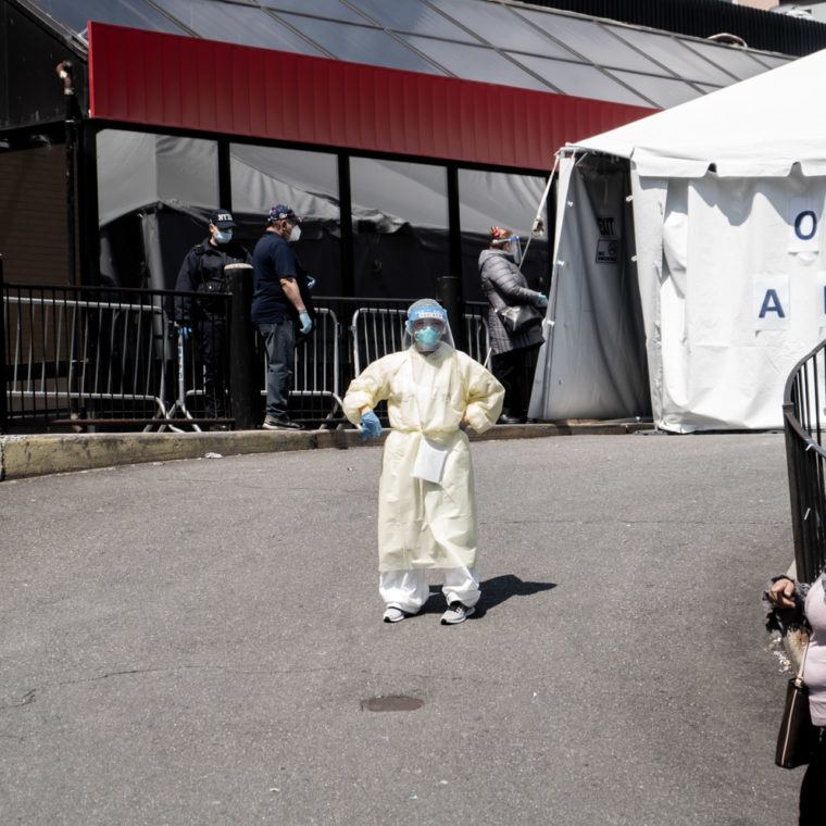 April 25, 2020: Dariana outside the Corona Virus testing site at Elmhurst Hospital, 79-01 Broadway, Queens, New York. © Camilo José Vergara 