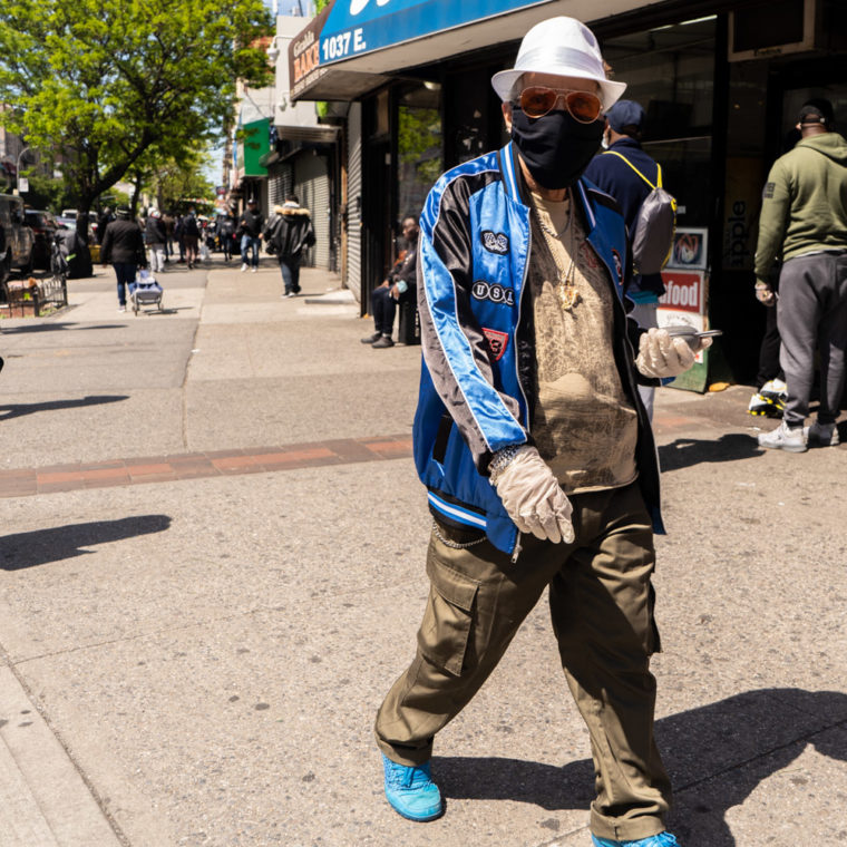 May 20, 2020: This man was listening to “No Llores Nena,” by Duende’s, at 1037 Southern Boulevard, Bronx, New York. © Camilo José Vergara 