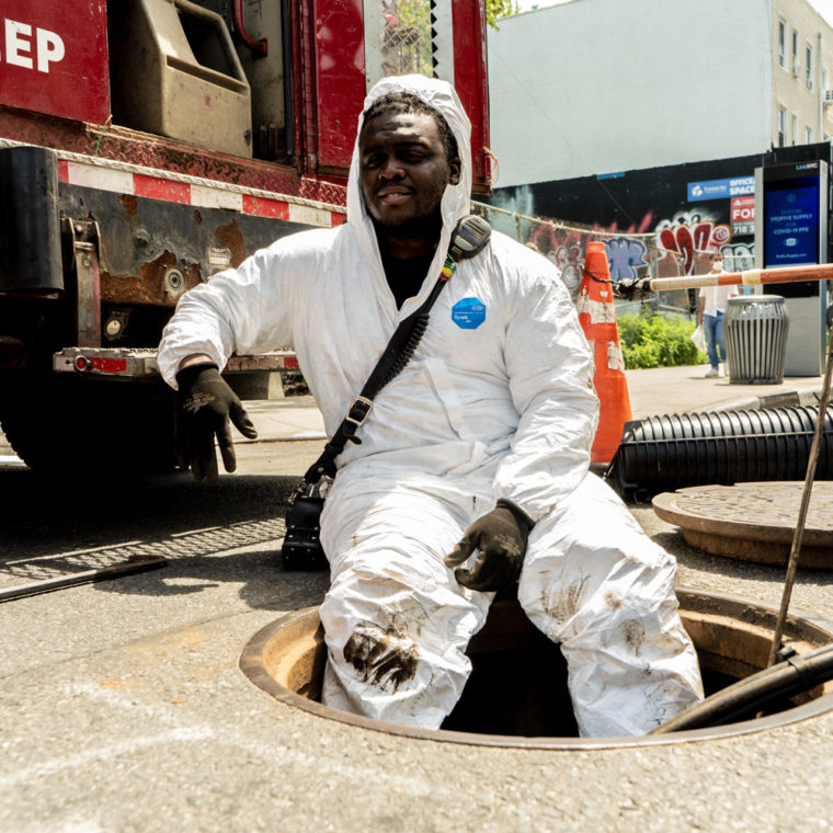 May 16, 2020: A firefighter at Nostrand Avenue and Herkimer Street, Brooklyn, New York. © Camilo José Vergara 