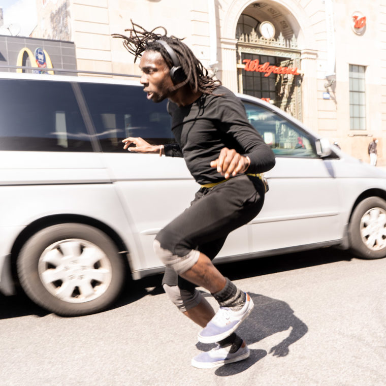 April 22, 2020: Dancing at 1281 Fulton Street in Brooklyn, New York. © Camilo José Vergara 