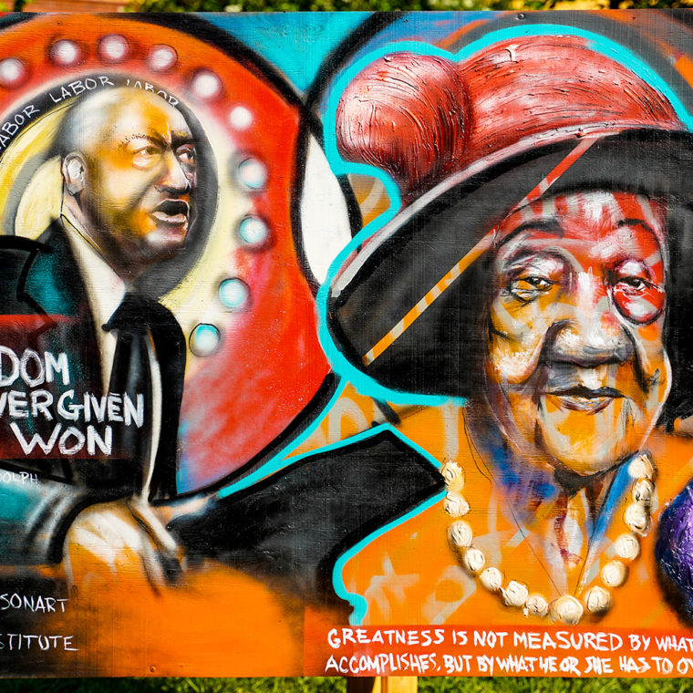 Big Six Murals 4: A. Philip Randolph & Dorothy Height, by Levi Robinson 