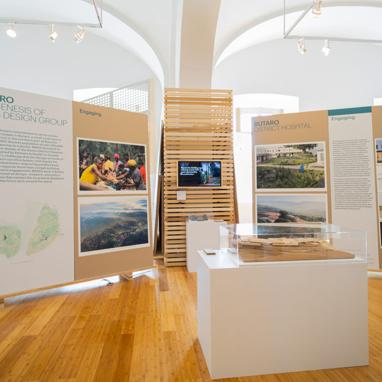 Exploration of MASS Design Group’s work on heathcare facilities in Butaro, Rwanda, forms the backbone of the exhibition. 