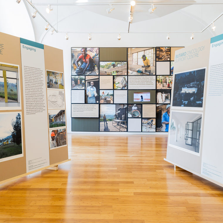 Murals at the entrance and exit of the galleries celebrate the work of local artisans and collaborators 