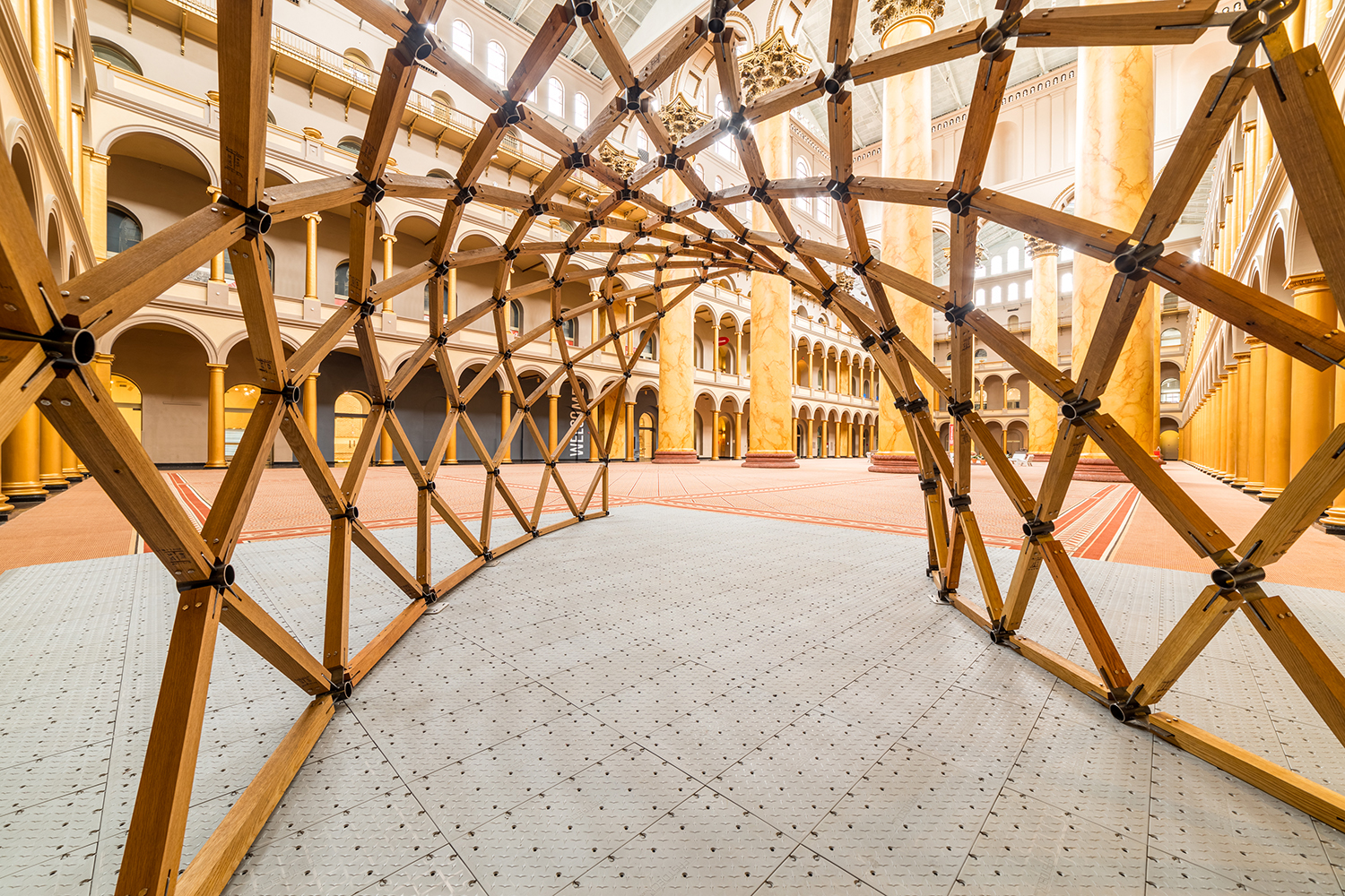 The pavilion was a design partnership between MASS and students and faculty at Virginia Tech School of Architecture + Design's Center for Design Research.